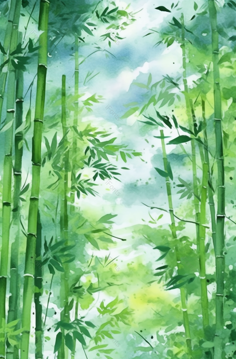 泼墨水彩竹子竹叶插画,插画/手绘图,插画/手绘图库,插画/手绘图下载,插画/手绘